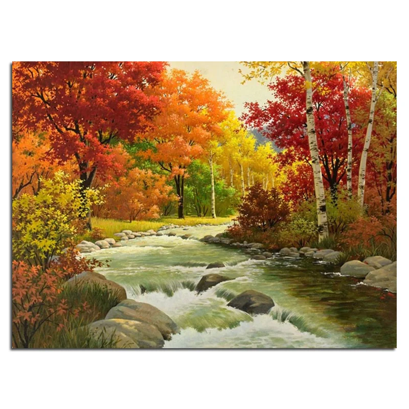 Late autumn scenery   40x30 cross stitch diy full diamond drawing square supplies embroidered paste Mosaic home decoration