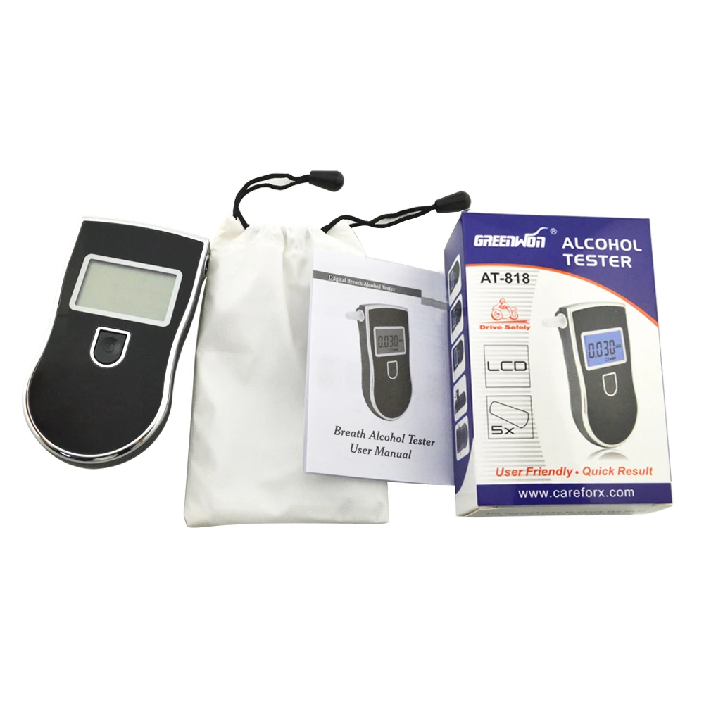 NEW Hot selling AT-818 Professional Police Digital Breath Alcohol Tester Breathalyzer AT818 Free shipping