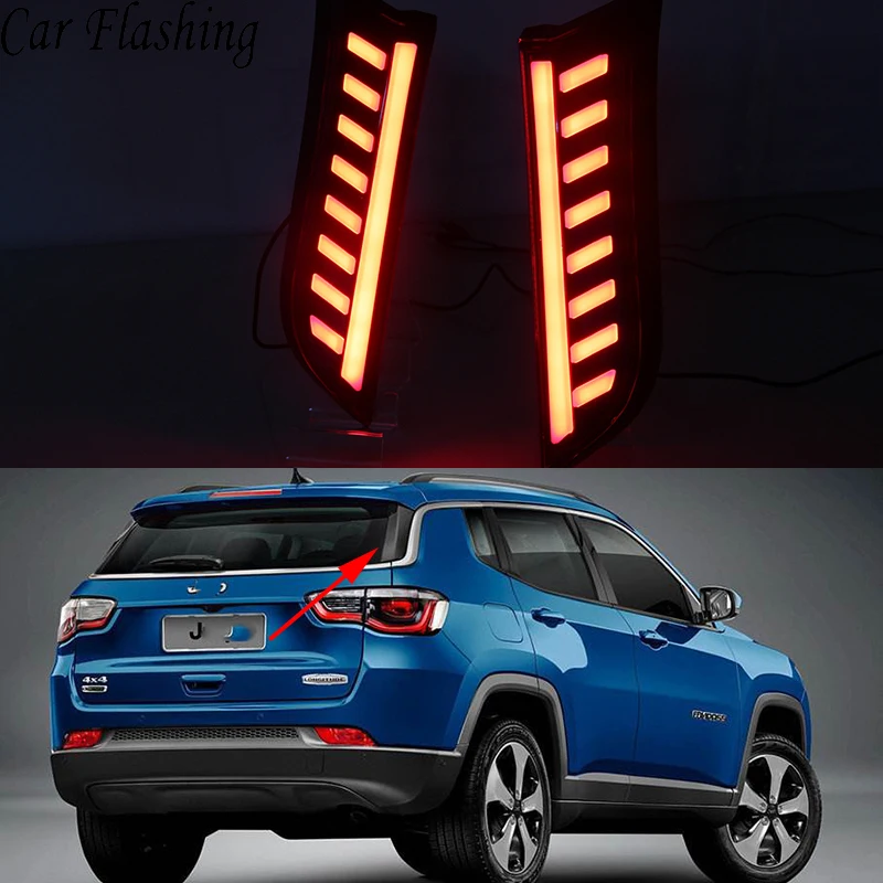 

XOYO 1 Pair For Jeep compass 2017 2018 2019 2020 LED Rear Light Brake Ligh Bumper Light Taillight rear Column light driving lamp