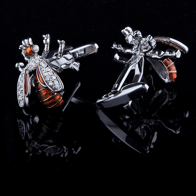 KFLK Jewelry shirt cufflinks for mens Brand Crystal Cuff link Wholesale Luxury Button Male High Quality Animal Bee guests