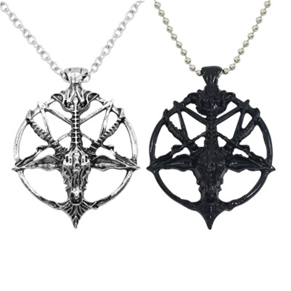 Trendy Wicca Ram Witchcraft Animal Amulet Pentagram Pentacle Wiccan Skull Jewelry Women Necklace Goat Ouija Witch Talismanes