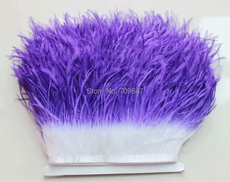 10meters/lot!5-6inches 12-15cm wide TWO TONE OSTRICH Fringe,Dark Purple+White colour ,Ombre Dyed Ostrich Fringe,Feather Lace