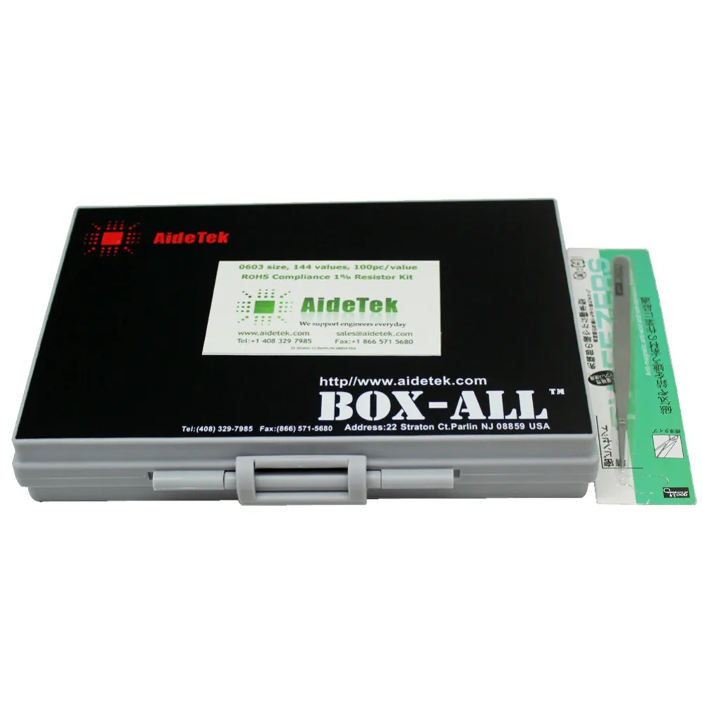 AideTek New SMD 0603 1% 144 Values Resistor Kit 10Mohm assorted  14400 BOX-ALL with lables plastic part box R06E24100