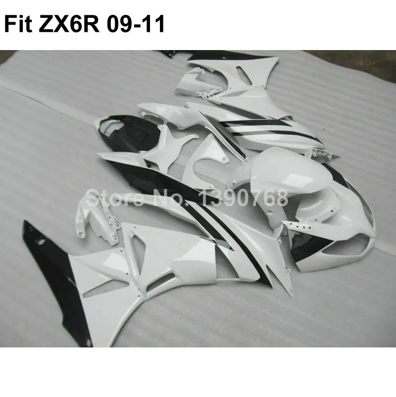 Motorcycle fairing kit for Kawasaki Ninja white 636 ZX6R 09 10 11 fairings  ZX-6R 2009 2010 2011 VI07