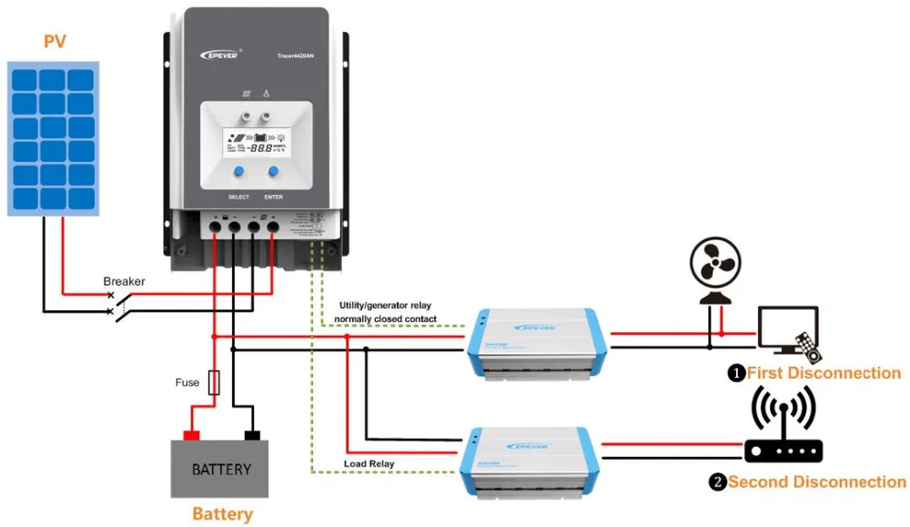 Imagem -02 - Epever-controlador de Carga Solar Mmpt Backlight de Lcd Automático Regulador de Tensão de Energia Solar 50a 60a 80a 100a 12v 24v 36v 48v Suporte Pra Medição Remota Mt50 por Wi-fi Eficiência Máxima