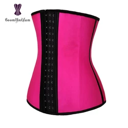 3 hooks waist cincher shaper 4 steel boned corset body shapewear girdle belt latex waist trainer for women 2839#