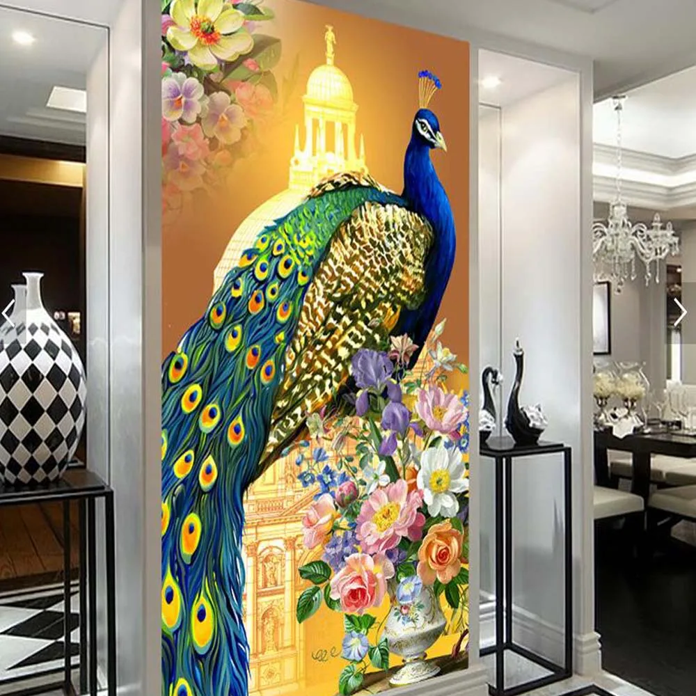 3D Embossed Pavão Wallpaper, Photo Murais, Entrada, Sala de estar, TV  Fundo, Art Decor Paper, Tamanho personalizado - AliExpress, image size:1000x1000