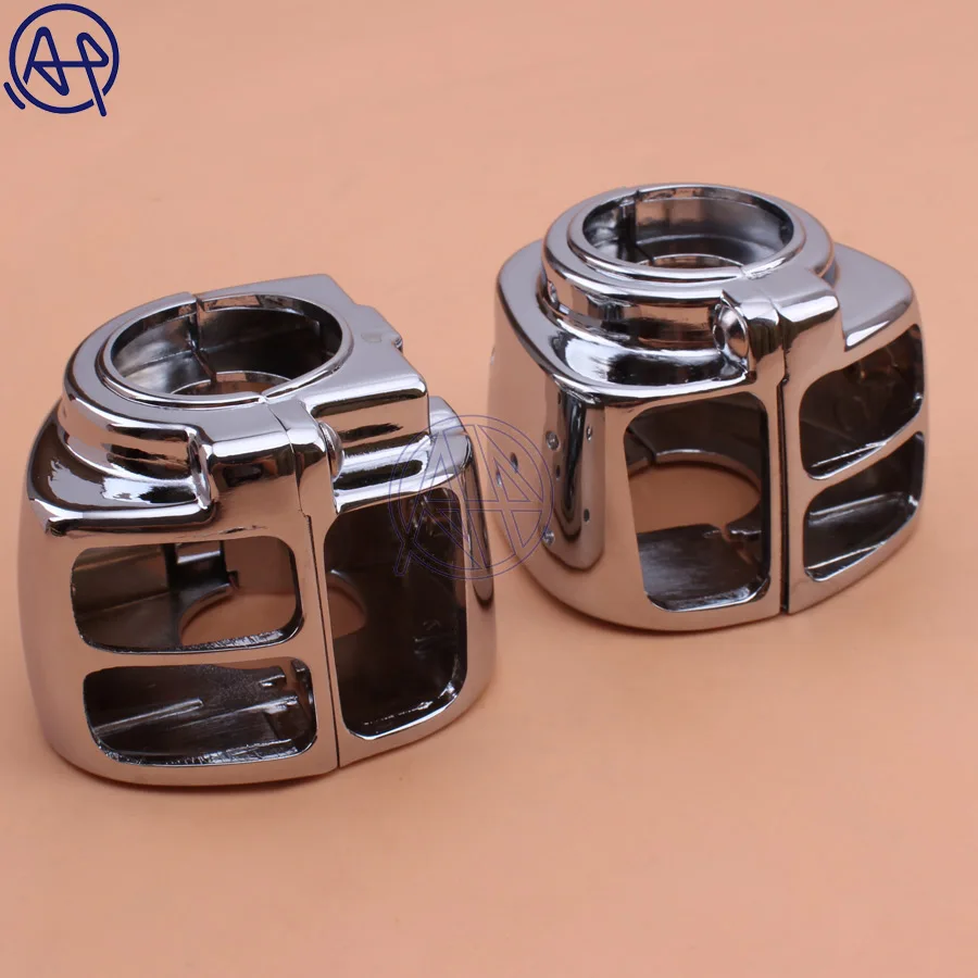 Motorcycle Aluminum Left+Right  Handlebar Switch Button Chrome Housing Cover For Harley Sportster Dyna Softail V-Rod 1996-12