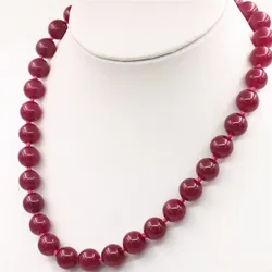 Genuine 10mm Rose Red Chalcedony Beads Round Necklace Hand Made Rope Chain Beads Jewelry Natural Stone Wholesale (Min Order1)