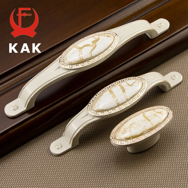 KAK Antique Vintage Wardrobe Door Knobs Zinc Alloy Ceramic Cabinet Handles Drawer Knobs European Style Furniture Handle Hardware