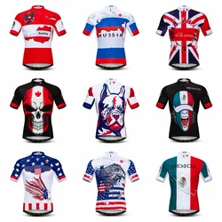 2019 Cycling Jersey men Bike Jerses  road MTB bicycle Clothing Short Sleeve sportswear maillot Racing top skull Russia France