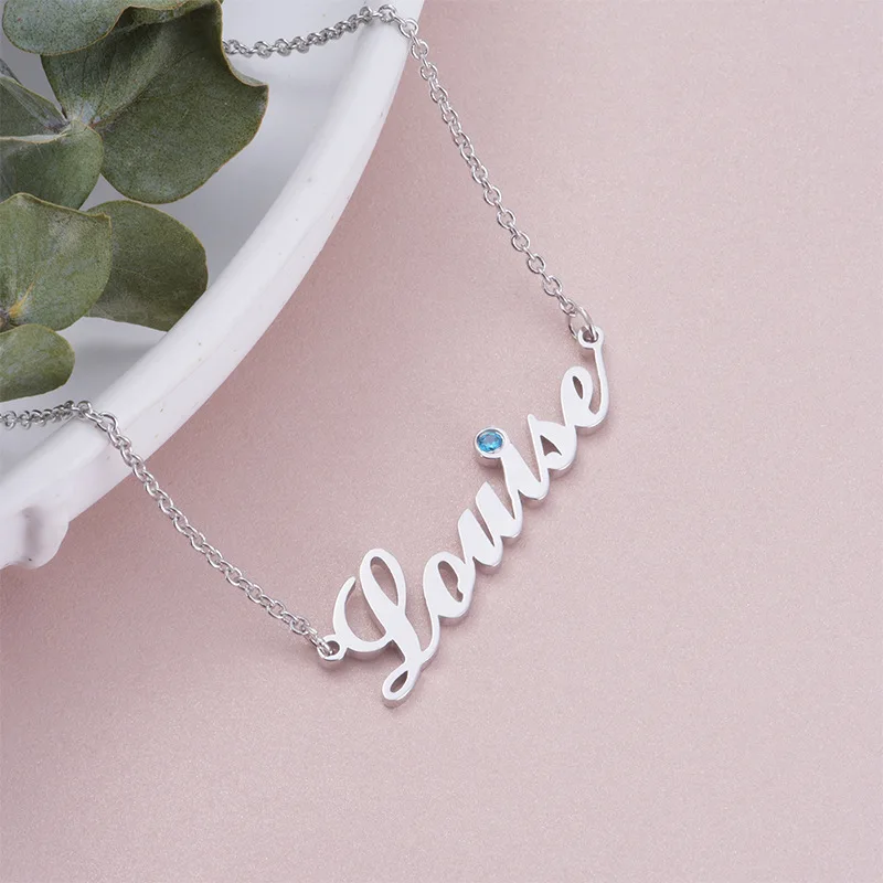 

DODOAI Blue Rhinestone Necklace Custom Name Necklaces Zirconia Necklace Choker Personalized Name Custom Jewelry for Women gift