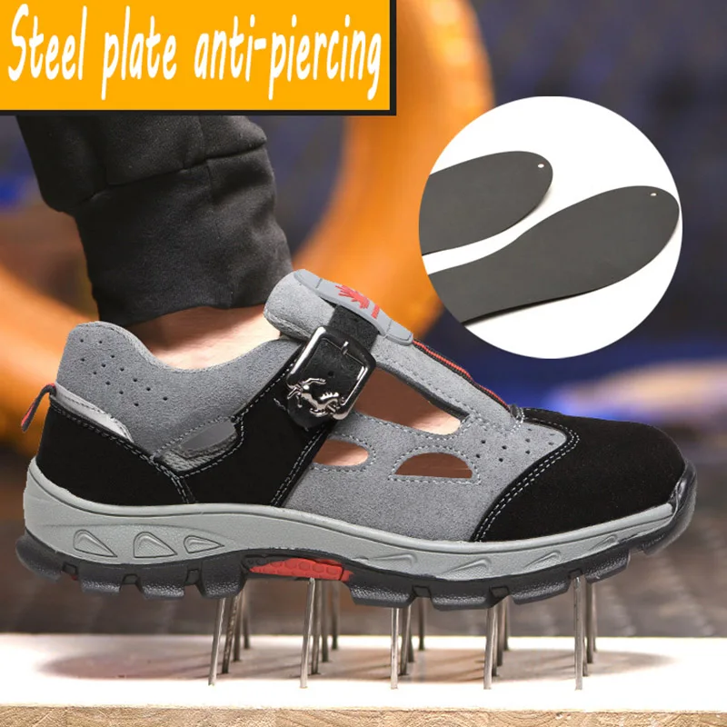 Cool Labor Shoes Sandals Men\'s Summer Light Breathable Deodorant Steel Casual Anti-smash Anti-slip Women Work Safety Shoes 45 46