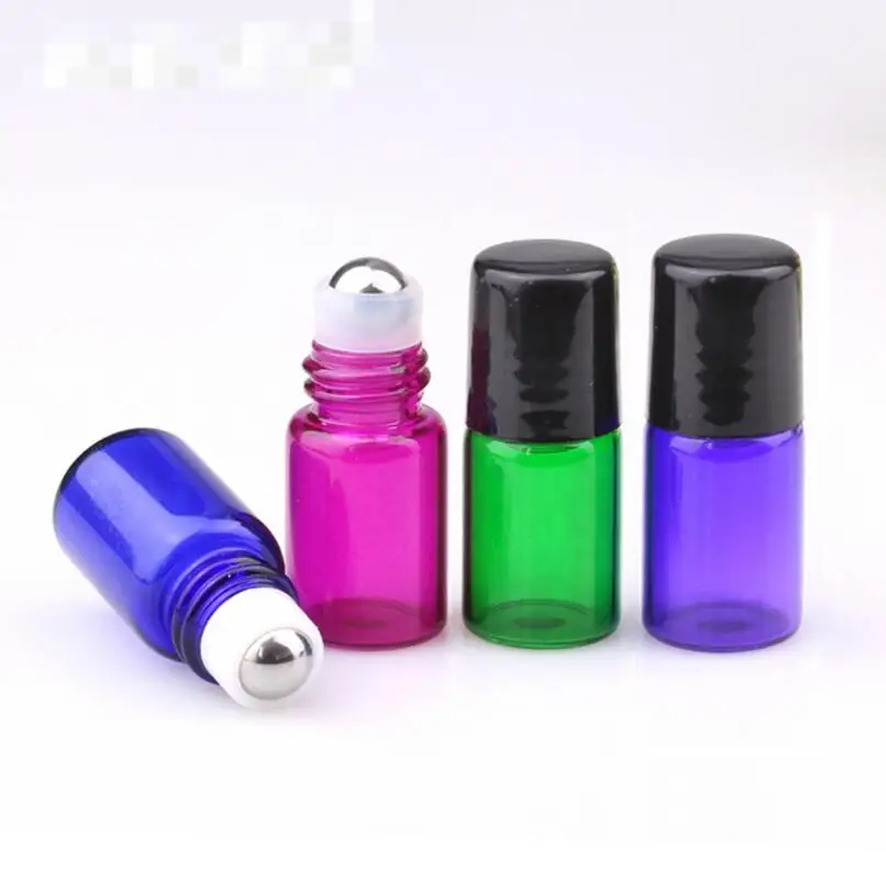 1 ml 2 ml Mini roll-on flessen lege essentiële olie roller hervulbare parfum deodorant container met zwart deksel LX3251