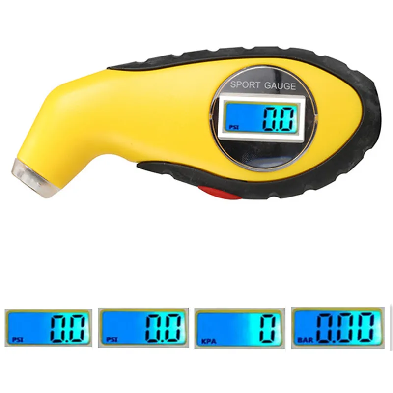Misuratore di pressione dell\'aria del pneumatico misuratore elettronico digitale LCD per pneumatici per Auto manometro barometri strumento Tester