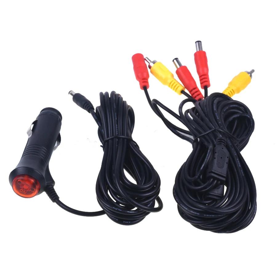 7 Meters +3M RCA Video Power Cable For Rearview Camera Connect Car Monitor to Car Cigarette Lighter Adapter