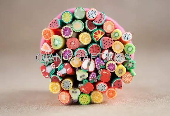 35pcs Fruit Canes Polymer Clay Rods for Miniature Foods, Nails, Beads 5cm long (3mm-6mm)