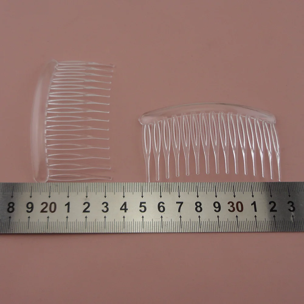 투명 플라스틱 일반 헤어 빗 클립, DIY 헤어 액세서리용, 웨딩 신부용 사이드 빗, 4.5cm x 8.0cm, 치아 15 개, 20 개