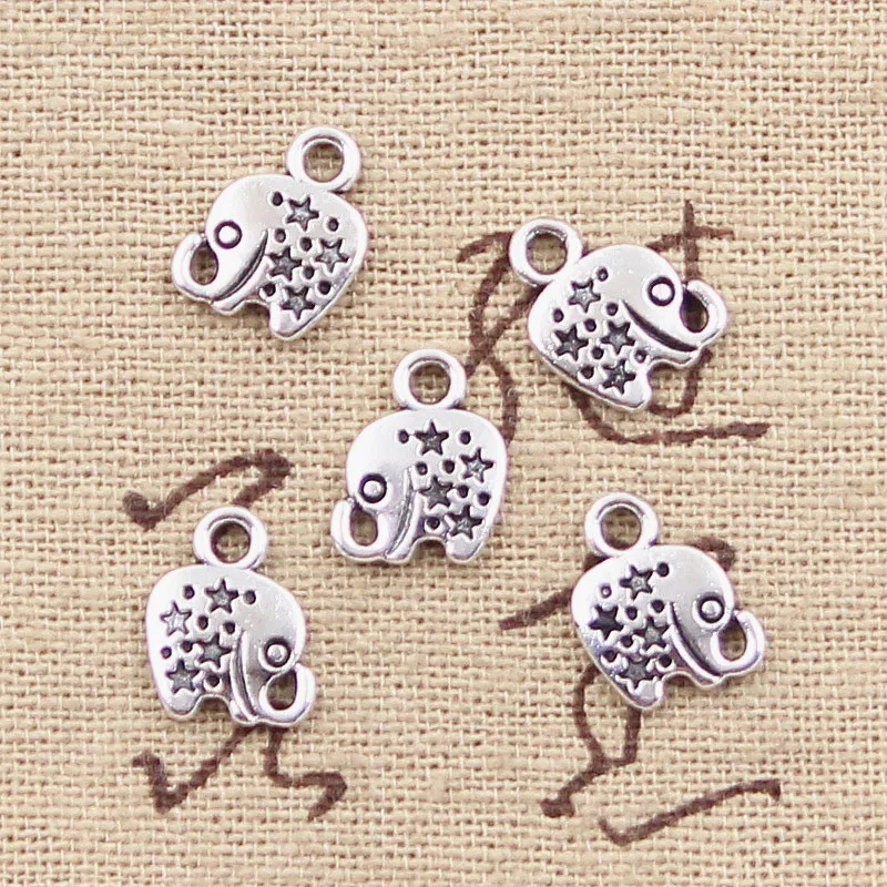 30pcs Charms Lovely Elephant Star 11x8mm Antique Tibetan Pendant Findings Accessories DIY Vintage Choker Handmade Jewelry