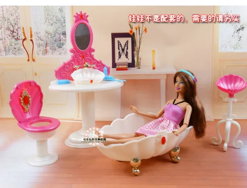 Bathroom for princess barbie bathtub 1/6 bjd doll house shower furniture Dresser toilet accessories play set toy gift