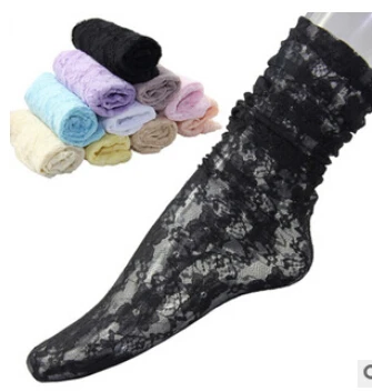 20pairs/lot korean style casual woman lace socks summer jacquard breathable mesh net solid short socks free