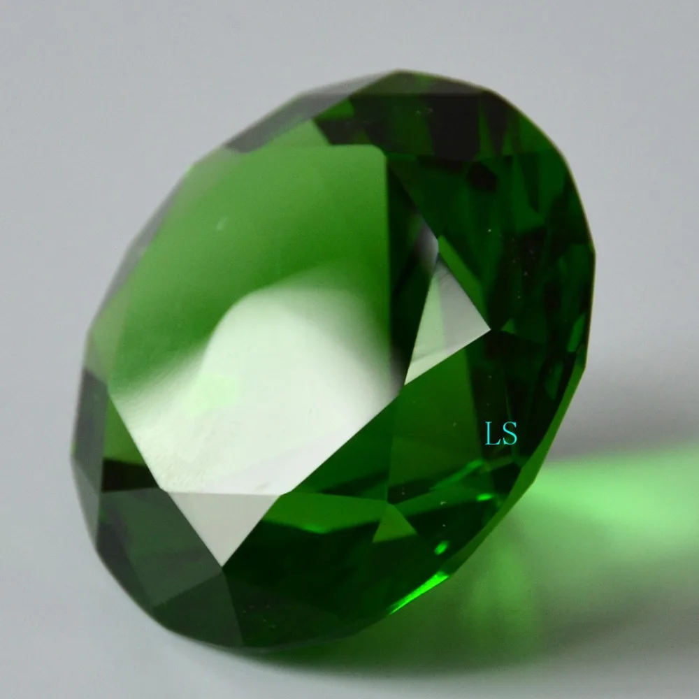 Smeraldo cristallo verde fermacarte vetro tagliato grande diamante gigante gioiello 50mm smeraldo isola