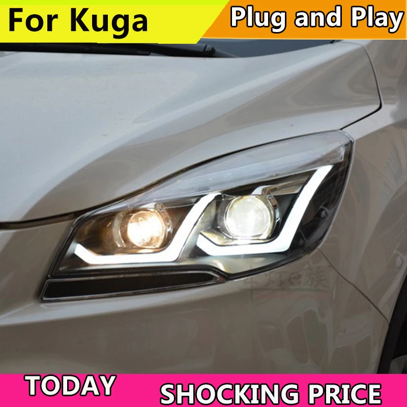 

Car Styling Head Lamp for ESCAPE KUGA 2013 2014 2015 Head lamp LED Daytime Running DRL Bi-Xenon Lens HID Automobile Accessories