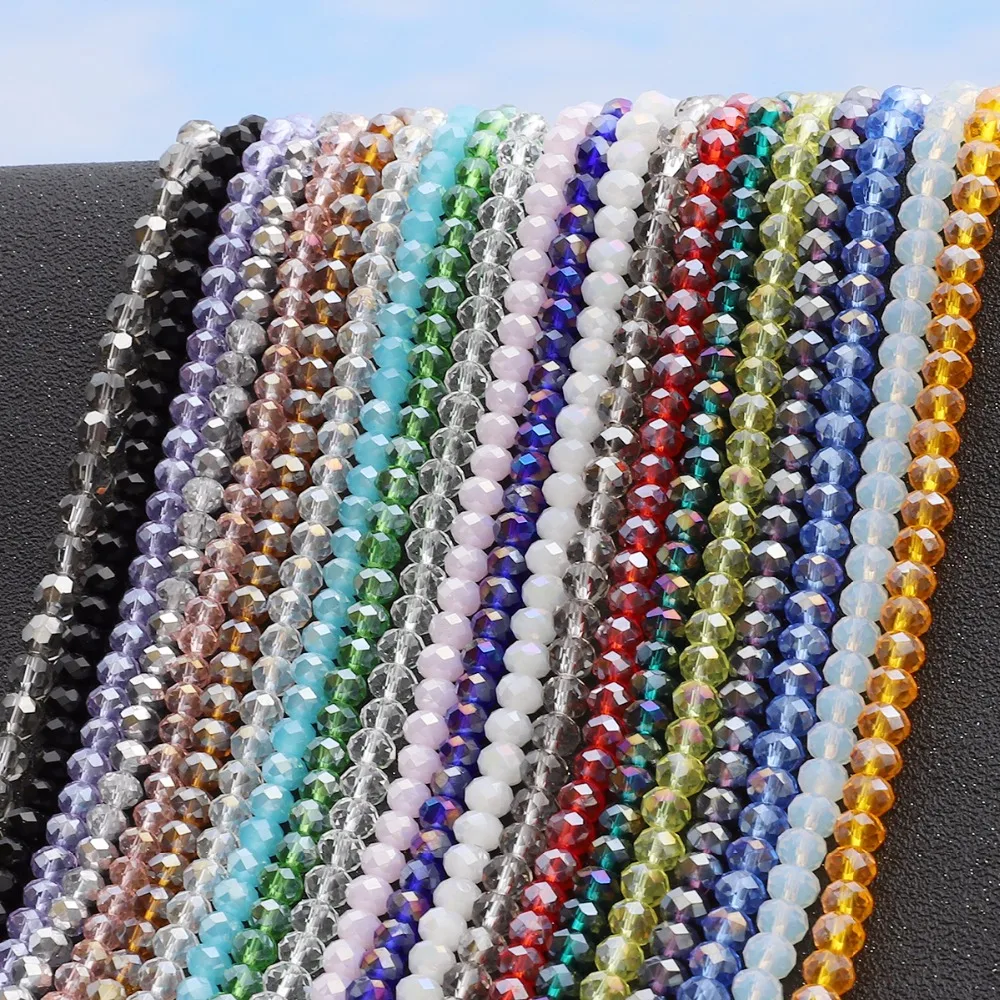 125Pcs/Lot Mix 23Colors Rondelle Faceted Beads 4mm Glass Czech Crystal Beads For Jewelry Making Loose Spacer Bead DIY Needlework