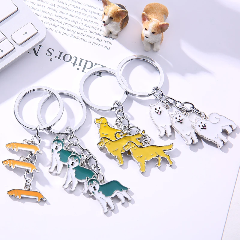 Keychains Hot Samoyed Animal Dogs Keychain Metal Pendant Charm Handmade Gifts For Pet Lovers Dog Jewelry Woman Key Ring Holder