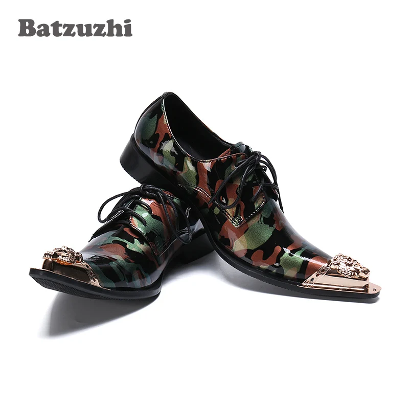 Batzuzhi Fashion Men Shoes Pointed Iron Toe Genuine Leather Men Shoes Formal Business Party and Wedding Dress Shoes, Big US6-12