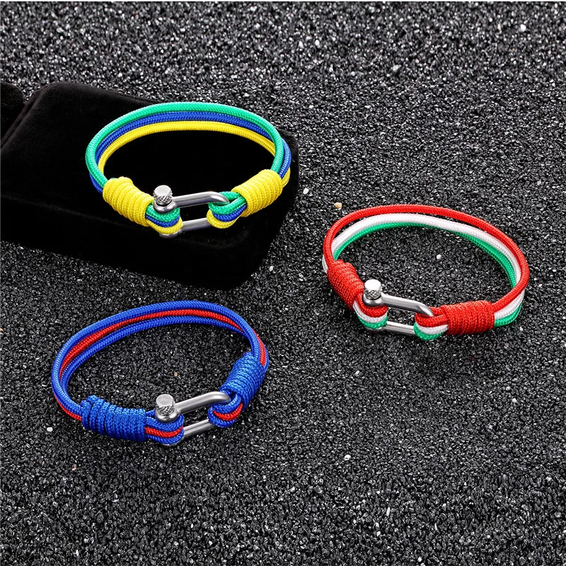 MKENDN New Arrival Country France Flag Sport Camping Parachute Cord Men Women Nautical Survival Rope Chain Bracelet Summer Style