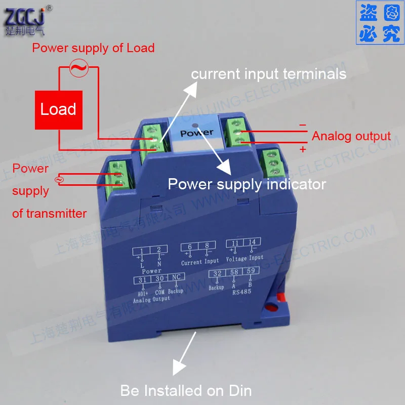 AC 1A AC 5A input 4-20mA true RMS AC current transducer / transmitter transmitting instrument analog output ampere meter