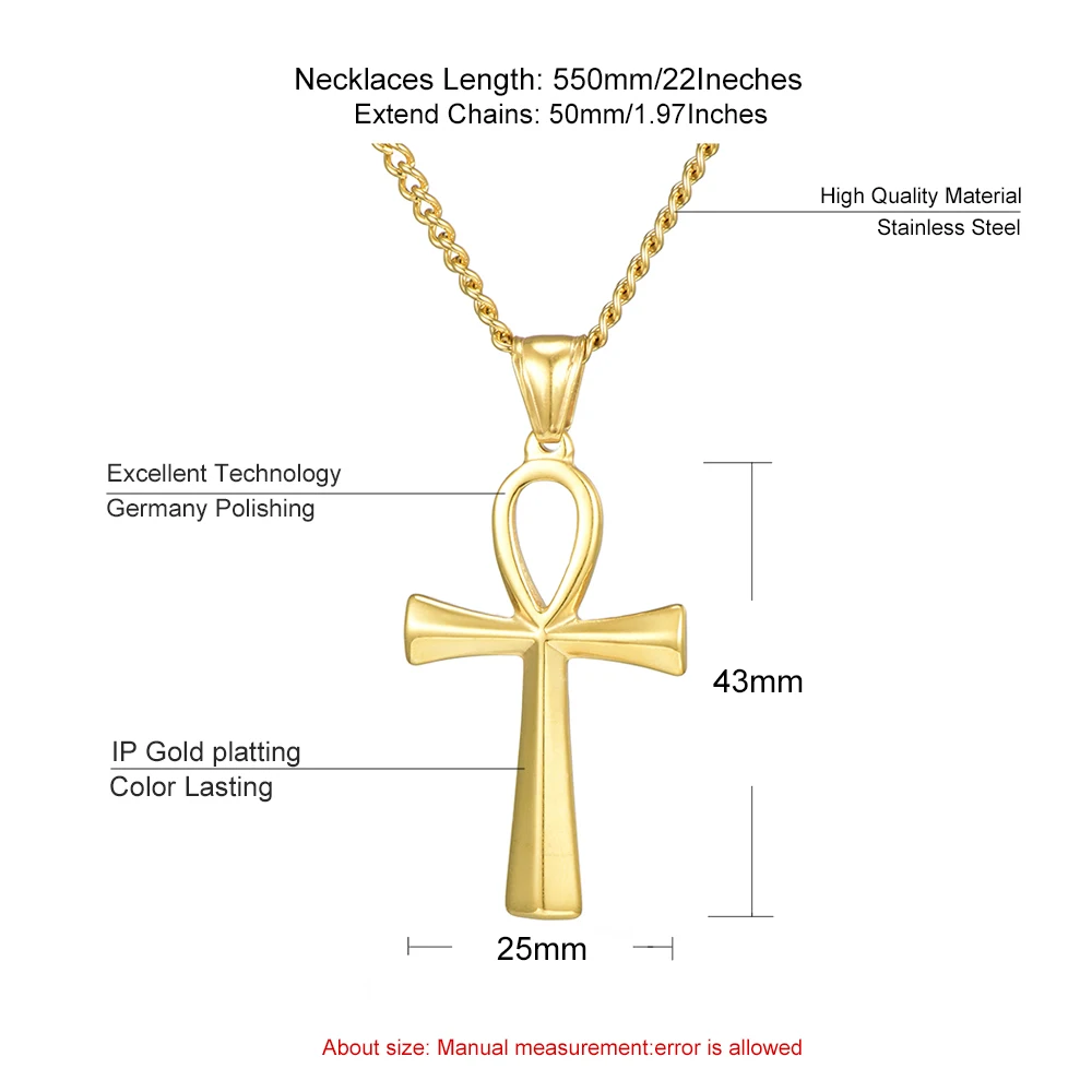 MisenBaBa خمر الفولاذ المقاوم للصدأ المصري ANKH قلادة قلادة للنساء رجل رمز قلادة مصر المجوهرات #2