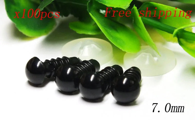 Free Shipping 7mm Black Round Bean Eyes / Plastic Eyes With Washer Kit