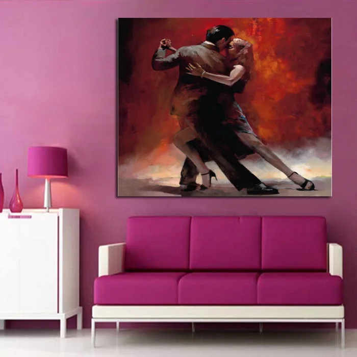 100% Handpainted Pictures Lover Tango Dance Modern Abstract Oil Painting On Canvas Wall Art For living room Home Decoration