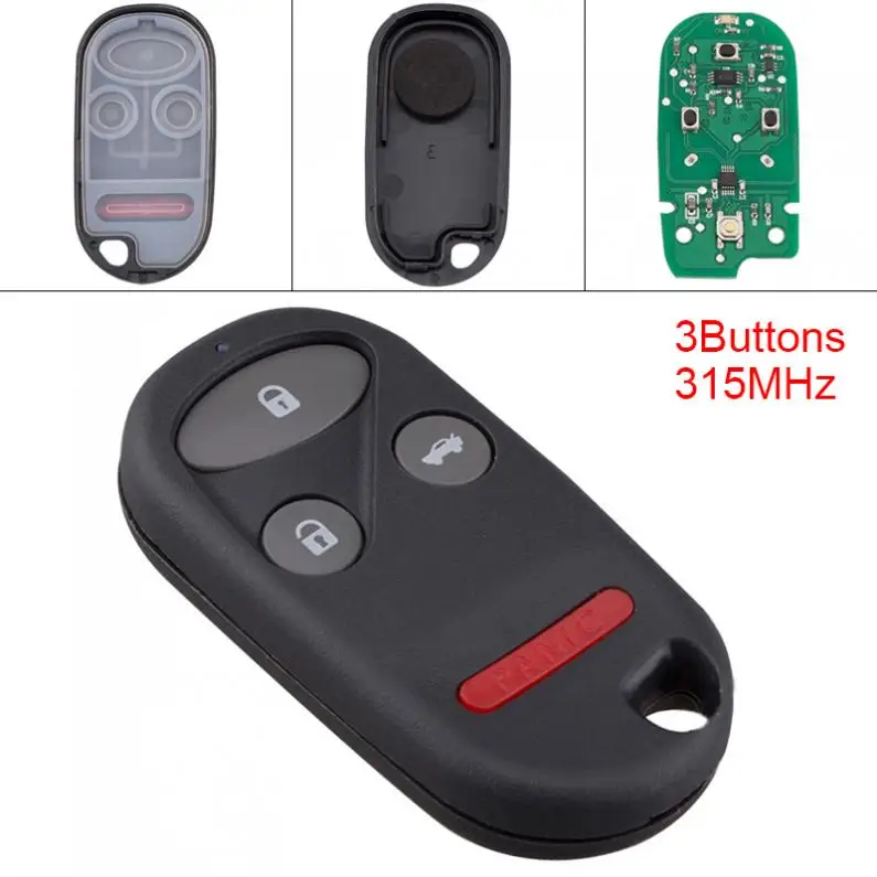 315MHz 3 Buttons Keyless Black Car Remote Key Fob With KOBUTAH2T and Battery  for 1998 1999 2000 2001 2002 Honda Accord