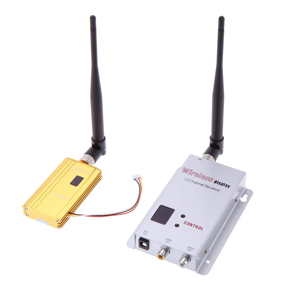 1.2G 1500mW Wireless 8CH Transmitter 12CH Receiver Camera AV Audio Video Transmission System for Displayer Monitor FPV OSD