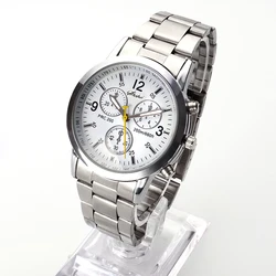 Reloj de cuarzo plateado para hombre y mujer, cronógrafo de acero inoxidable, informal, Unisex, gran oferta, 2023