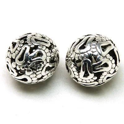 

50 pcs metal round foot pattern antique silver filigree hollow casting Beads 25mm