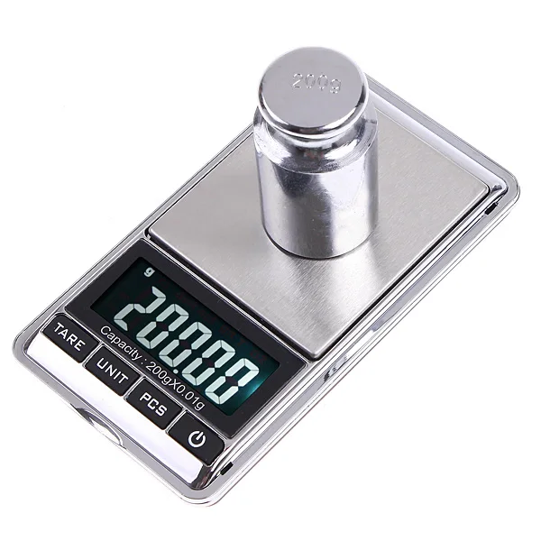 

100pcs200g*0.01g Mini Jewellery Diamond balance Digital Scale Pocket Jewelry Scale Portable Electronic Scales Weight Weighting B