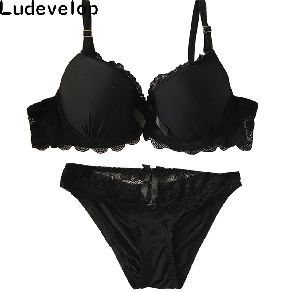 Ludevelop New arrival Big Size Bra Set 40-48CD Cup Women Push Up Lace Bra Brief Sets Sexy Brassiere Dentelle Femme Underwear Set