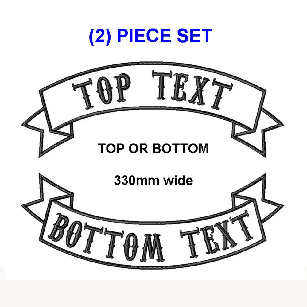 330mm wide Customize embroidery mc rocker patch 2 pieces per set motorcycle biker iron on patches for full back jacket clothing