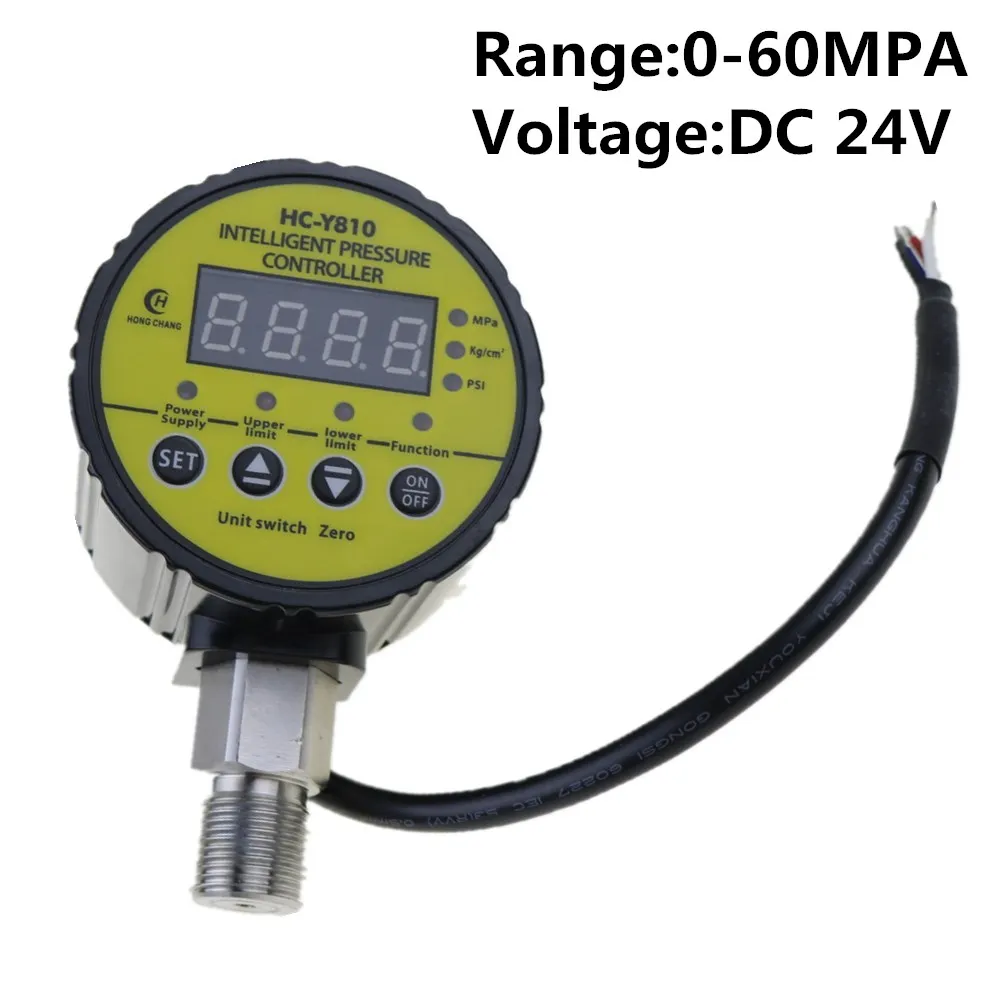 

DC24V 0-60Mpa Air Compressor Pressure Switch Digital Pressure Gauge Relay output M20 x 1.5