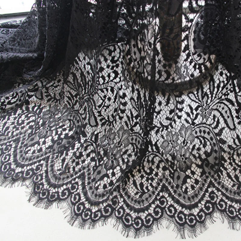 3yards Spots Eyelash White/Black Lace Trim Wide 150cm Mesh Lace Decoration Crafts Sewing Lace Fabric For Dress