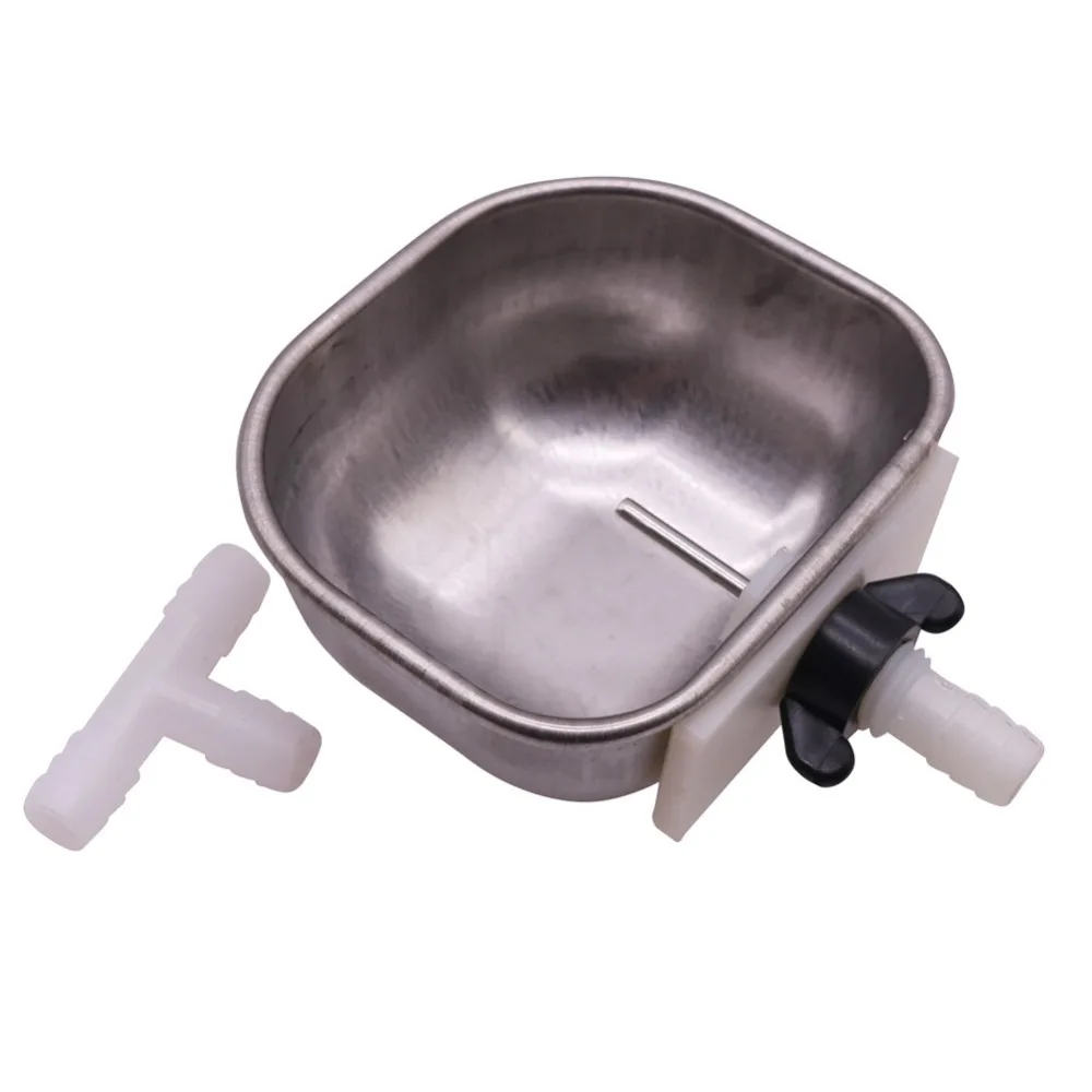 1 Pcs Stainless Steel Rabbit Bowl Nipple Drinker Plastic Tee Large 65*78.5*34mm/Small 60*66*29mm Animal Cage Feeding Supplies