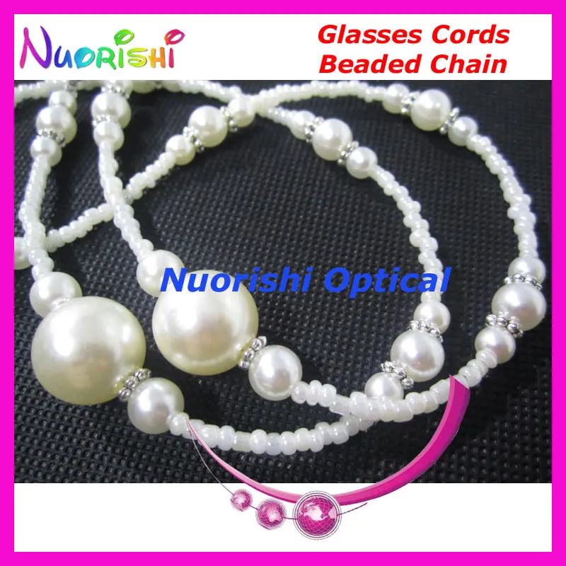 

5pcs Replaceable Tips Elegant White Copy Pearl Beaded Sunglasses Eyewear Glasses Chain Lanyard Rope Holder free shipping L831