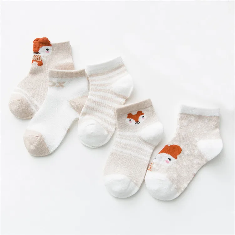 5 Paare/los Infant Baby Socken Für Mädchen Jungen Sommer Mesh Dünne Baby Socken Baumwolle Casual Druck Neugeborenen Kleinkind Junge Socke 0-24Month – Detail 9