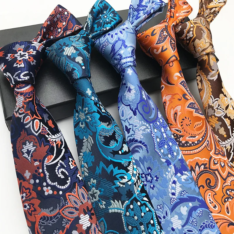 Men's Silk Necktie Casual  Paisley Big Flower Design Warm and Sunny Colour Party Wedding Neckties