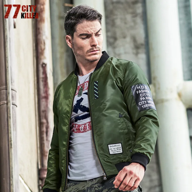 

77City Killer Male Casual Air Force Flight Jacket Men On Both Sides Wear Army Military Tactical Bomber Jackets Plus Size 4XL