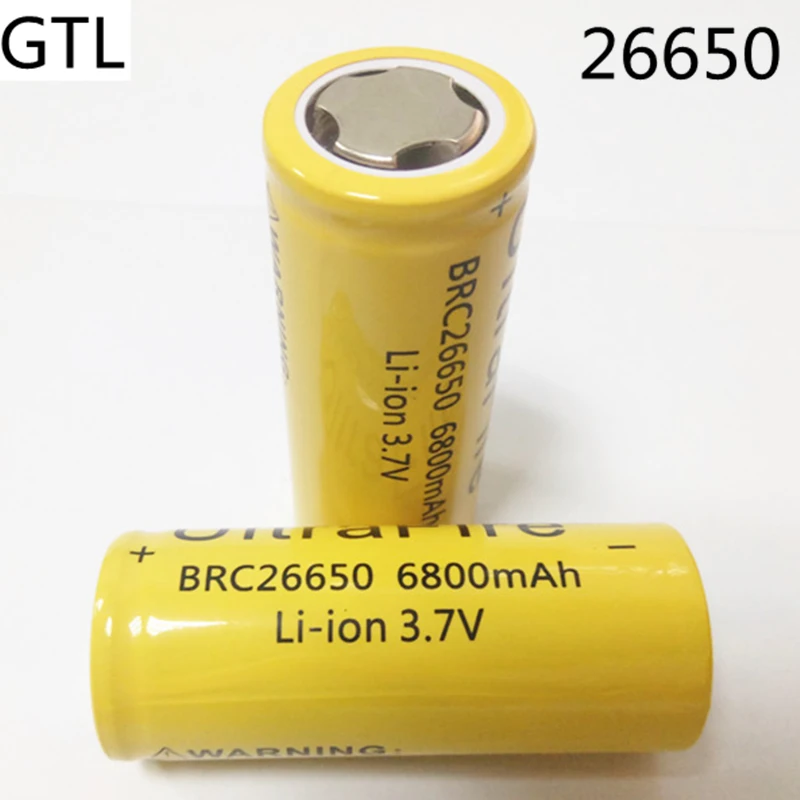 100% original novo 26650 3.7 v 6800 mah 26650 bateria recarregável de lítio para baterias de lanterna gtl evrefire